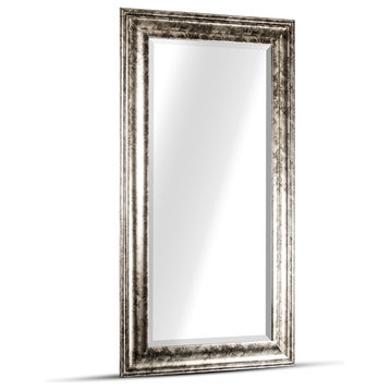 Lena Large Rectangular Antiqued Silver Framed Wall/Vanity Mirror