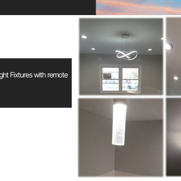 Modern Light Fixtures with remote and Bluetooth hook ups.