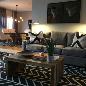 Transitional + Contemporary Living Room: A Gorgeous Mix of Black, White & Wood