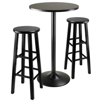 Ergode Obsidian 3-Pc Dining Set, Round Table &  Stool Square Legs