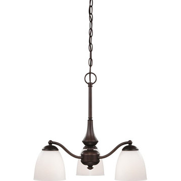 Patton 3 Light LED Prairie Bronze And Frosted Glass Chandelier