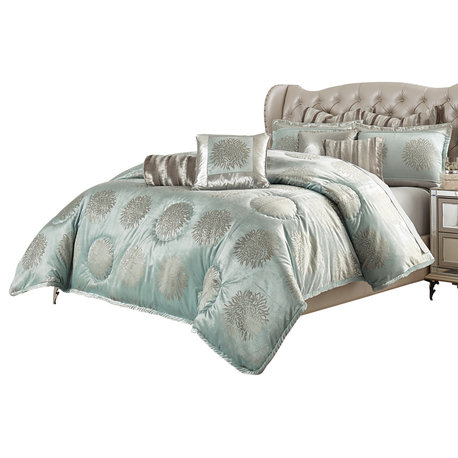 Regent 10-Piece King Velvet Comforter Set - Ice Blue