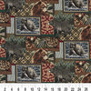 Bears Fish Acorns and Trees Themed Tapestry Upholstery Fabric By The Yard