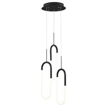 Three Clips Integrated Dimmable MatteBlack Chandelier with SmartDimmer Included