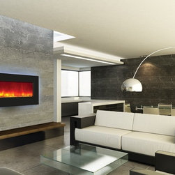 Amantii Wall Mount or Built In Electric Fireplace 34" Black Glass Surround - Indoor Fireplaces