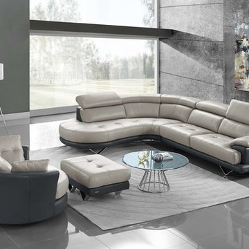 Cecile Sectional Sofa , Swivel Armchair and an Ottoman