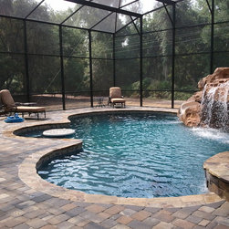 Indoor Nartural Freeform with Rockwork Spa and Waterfall - Aboveground Swimming Pools