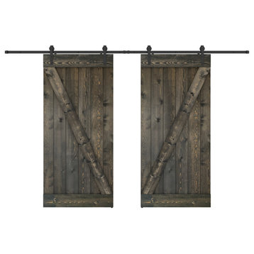 Solid wood barn door Made-In-USA with Hardware Kit(DIY), Ebony, 76x84"h