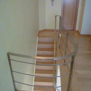 Custom Metal Handrail Light Maple Floors