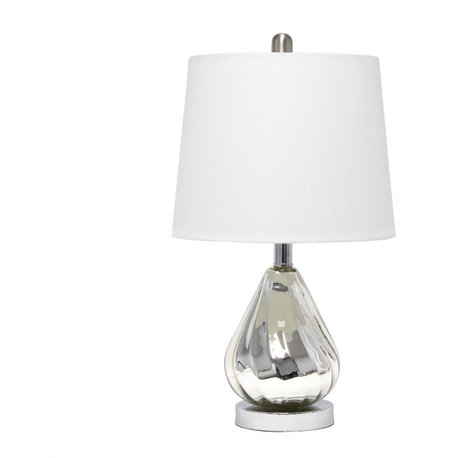 Elegant Designs Chrome Ripple Table Lamp with White Shade