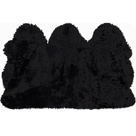 New Zealand Triple Sheepskin Rug 3'x5', Black