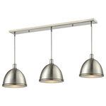 Z-LITE - Z-LITE 710P13-3BN 3 Light Island/Billiard Light - Z-LITE 710P13-3BN 3 Light Island/Billiard Light Fixture, Brushed NickelThe vintage, warehouse loft design of this fixture adds a spacious touch of character for any home. A brushed nickel finish paired with brushed nickel metal shades allows this fixture to be perfect for the game room, or any other room of the house where a touch of character is needed. Collection: MasonFrame Finish: Brushed NickelFrame Material: SteelShade Finish/Color: Brushed NickelShade Material: SteelDimension(in): 55(L) x 13(W) x 13(H)Chain Length(in): 9x12" + 3x6" + 3x3" RodsCord/Wire Length(in): 110"Bulb: (3)100W Medium base,Dimmable(Not Included)UL Classification/Application: CUL/cETLu/Dry