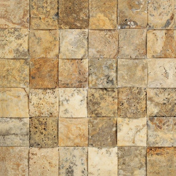 12"x12" European Cnc-Arched & Honed Scabos Travertine Mosaic, Set of 50