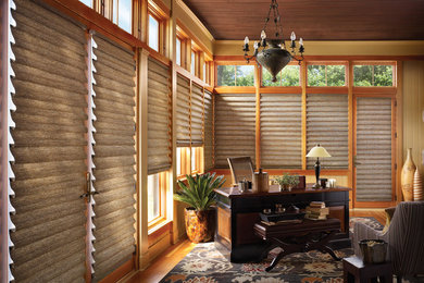 Example of a transitional living room design in Tampa