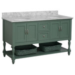 Kitchen Bath Collection - Beverly 60" Bath Vanity, Sage Green, Carrara Marble, Double Vanity - The Beverly: timeless and functional.