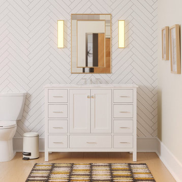 Horizon 48" Bathroom Vanity, White, Engineered Carrara