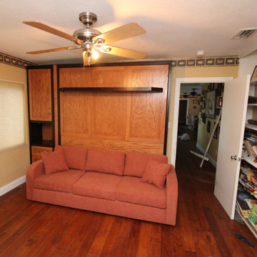 Mission King Sofa Murphy Bed Wall Bed with 3 Shaker Panels, Side CabinetA Murphy