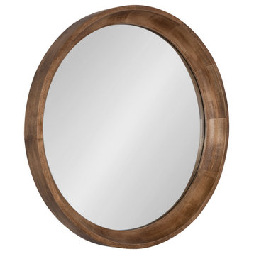 Colfax Round Wood Framed Wall Mirror, Natural 22 Diameter