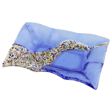 GlassOfVenice Murano Glass Klimt Rectangular Decorative Plate - Blue