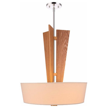 Angle 3-Light Wood and Tappered Shade Pendant
