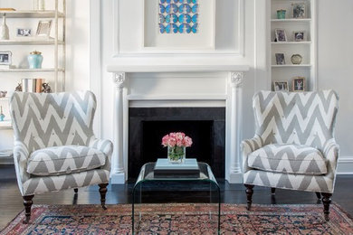 Inspiration for a transitional formal living room in DC Metro with a standard fireplace.