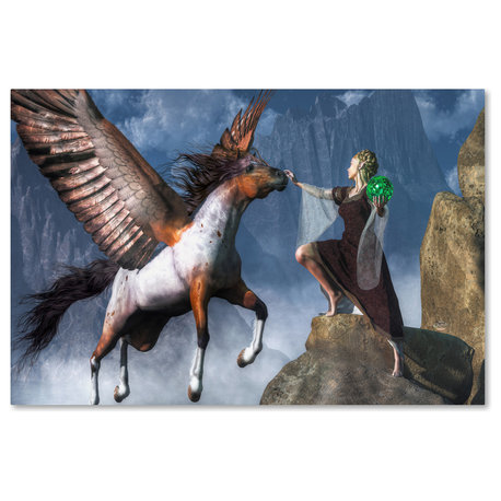 Daniel Eskridge 'Elf Summoning A Pegasus' Canvas Art, 22" x 32"