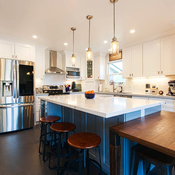 San Jose White Shaker Kitchen Remodel- semi custom cabinets, quartz counter tops