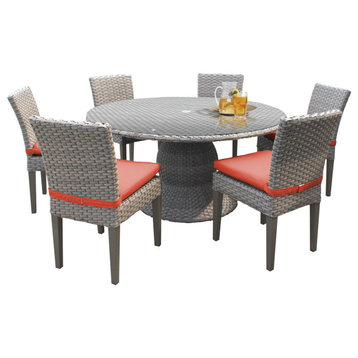 Oasis 60" Outdoor Patio Dining Table with 6 Armless Chairs