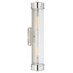Visual Comfort - Marais Bathroom Wall Sconce, 2-Light, Polished Nickel, Clear Glass, 21"H - Sensible lighting balances form and function. Add practical illumination to bath or vanity area using the Marais Bathroom Wall Sconce. Exuding refined, modern elegance that is typical of designer Thomas OÂ'BrienÂ's creations, this wall sconce is composed of a cylindrical glass shade fitted with metal caps at both ends. Its shade houses two tungsten Edison bulbs at the center to deliver warm, generous illumination all around. Light intensity of this sconce can be easily adjusted using a standard incandescent dimmer.