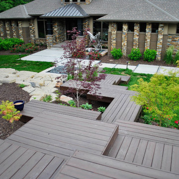Modern Hillside Entry and Sculpture Garden