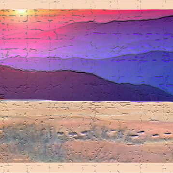 Footprints in Sand, Sunset Peel and Stick Wallpaper Border 15'x7"