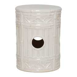 White Craft Bamboo Ceramic Garden Stool - Accent And Garden Stools