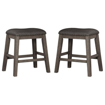 Home Square 2 Piece 24" Height Upholstered Counter Stool Set in Gray