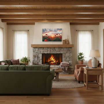 A Field of Memories Photorealistic Digital Artwork Rustic Farmhouse Style Wall A