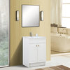 24" Single Sink Foldable Vanity, White With White Ceramic Top, Brushed Nickel