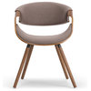 Wayland Mid Century Modern Bentwood Dining Chair, Mocha Woven Fabric