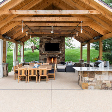 Backyard Pavilion Living Room and Kitchen