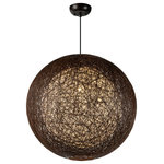 Maxim Lighting - Bali 1-Light Chandelier, Chocolate, 24" - Spherical dual shades constructed of woven string in two tone finish combinations, Natural with White inner and Chocolate with White inner.  Shades are treated for weather resistance and are U.L. approved for damp location which make them perfect for outdoor living spaces.