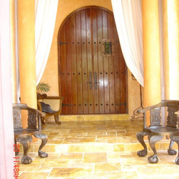 Mahogany Arched Impact Doors - Front Doors