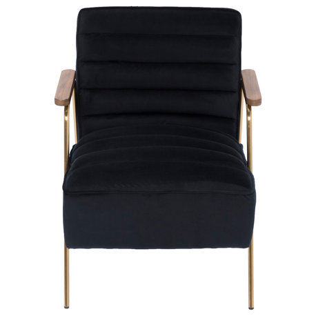 Woodford Velvet Accent Chair, Black