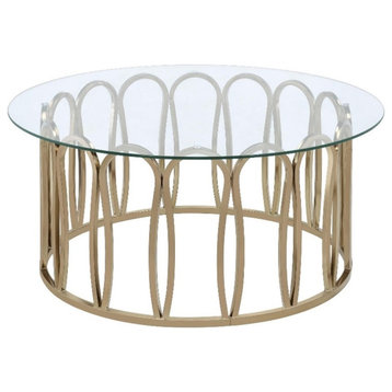 Coaster Monett Metal Round Coffee Table Chocolate Chrome and Clear