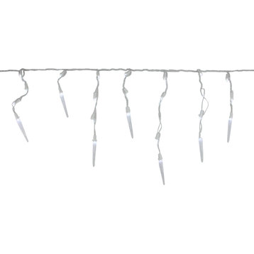 60 White LED Icicle Mini Christmas Lights, 5.75' White Wire