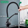 Dual Spout Swivel Pull Down Kitchen Faucet With Filter, Chrome, A