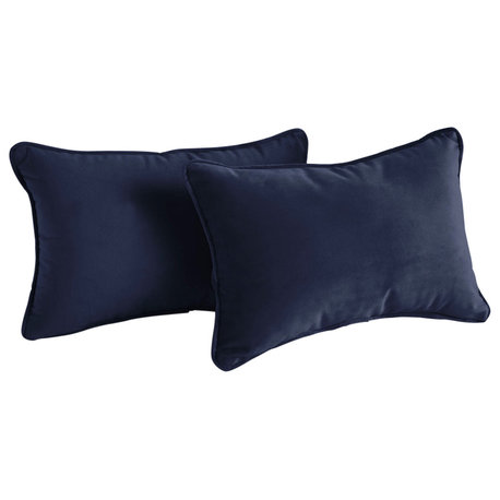 Pillows, Set of 2, Navy, 12"Hx18"