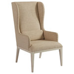 Barclay Butera - Seacliff Upholstered Host Wing Chair - The Seacliff host chair makes a grand statement in the dining room by virtue of its styling and scale. The classic wing design has been streamlined, giving it a fresh look, and a kidney pillow is included, offing the opportunity for a contrasting fabric application. The silhouette is available in the Sandstone or Sailcloth finish.