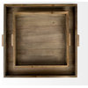 Mercana "Sonny" Medium Brown Wood & Wicker Square Trays, 2-Piece Set