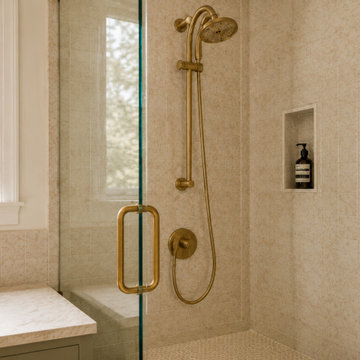 Brass Shower & Textured Tile | Bay Area Bathroom