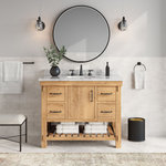 MOD - Bosque Bath Vanity, Driftwood, 42", Single Sink, Undermount, Freestanding - The Bosque Bathroom Vanity is designed to bring you back down to earth. Best seen in the solid wood construction with a marble countertop, the driftwood finish gives it a natural, reclaimed look without sacrificing modern upgrades. Soft-close, dovetail drawers lay the finishing touches to bring the beauty of the outdoors right into your home.