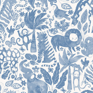 Sweet Safari Blue Peel & Stick Wallpaper Bolt