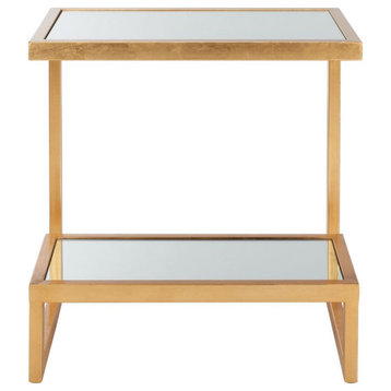Nettie Mirror Top Gold Accent Table Gold